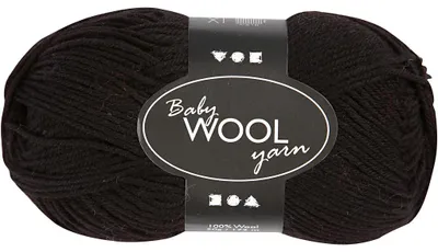 Produktbild von Babywolle, L 172 M, Schwarz, 50 g/ 1 Knäuel [HOB-41348]