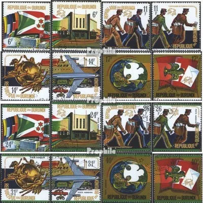 Produktbild von Briefmarken Burundi 1974 Mi 1069A-1084A (kompl.Ausg.) gestempelt 100 Jahre Weltpostverein