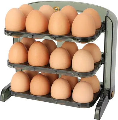 Obrázek produktu pro Unyqoos® Třívrstvý úložný box na vejce do lednice – průhledný, vyrobený z PET (bez BPA), kapacita 24 vajec, rozměry 23 x 11 x 20,5 cm, s ventilací, otevíratelný