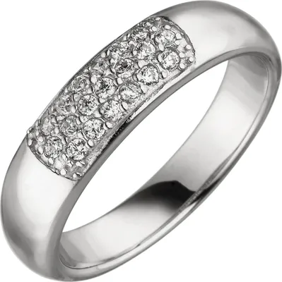 Produktbild von Ring Damenring mit 19 Zirkonia weiß aus 925 Silber 5mm breit Fingerschmuck Innenumfang 56mm  Ø17.8mm
