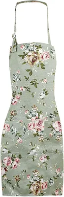 Produktbild von Vintage-Schürze mit Blumenmuster für Damen, verstellbarer Nackenriemen, Taschen, geeignet für Zuhause, Café, Grillabend und Gartenarbeit.