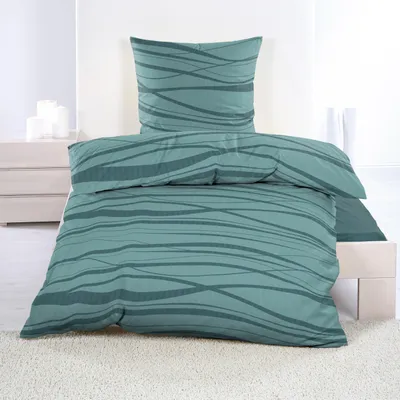 Produktbild von Casa Colori Microfaser Seersucker Bettwäsche - Linien türkis 135 x 200 cm Linien türkis