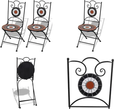 Produktbild von vidaXL Bistrostühle Klappbar 2 Stk. Keramik Terrakottafarben und Weiß - Gartenstuhl - Gartenstühle - Outdoor-Stuhl - Outdoor-Stühle