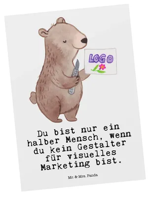 Produktbild von Mr. & Mrs. Panda Grußkarte Gestalter für visuelles Marketing Herz - Weiß - Geschenk, Postkarte, Postkarten, Ansichtskarten, Fotokarte, Ansichtskarte
