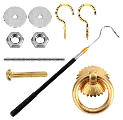 Produktbild von Leiter-Herunterziehsystem-Kit, Praktisches Dachbodenleiter-Herunterziehsystem mit bis zu 164 cm einziehbarer Zugstange mit Haken und M4-Schraube