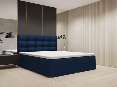 Produktbild von FurniDe24 Boxspringbett Piko 140x200 - Bett mit Matratze und Topper – Kontinentalbett mit Bettkasten und Matratze – Doppelbett Dunkelblau (Kronos 09)