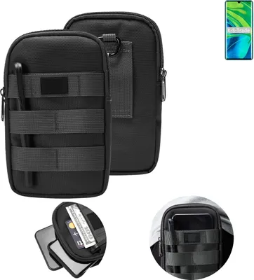 Produktbild von K-S-Trade Holster Gürtel Tasche kompatibel mit Xiaomi Mi Note 10 Handy Tasche Schutz Hülle dunkel-grau viele Fächer, 1x