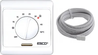 Immagine prodotto di Termostato TC-210E per riscaldamento a pavimento elettrico e tappeti riscaldanti, analogico con sensore a pavimento, da incasso, 16A