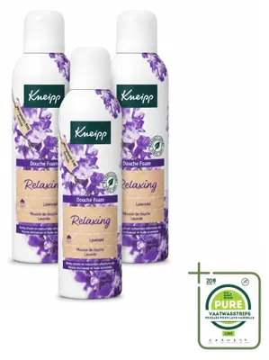 Imagen del producto de 3 unidades de espuma de ducha relajante Kneipp, aroma a lavanda, 200 ml cada una, pack grande