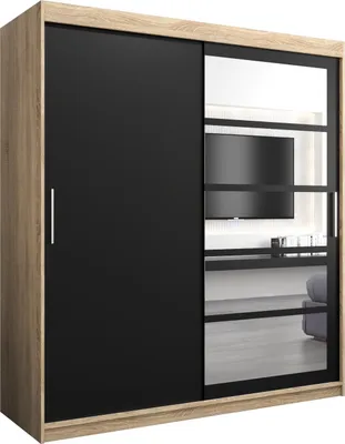 Produktbild von Kleiderschrank, Schiebetürenschrank Schlafzimmer, Schrank mit Spiegel ROMA 1 180 cm