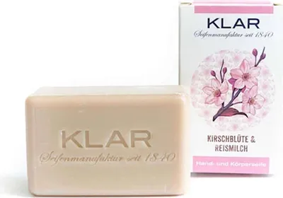 Image de Klar Seifen Kirschblüte- & Reismilchseife 100g, Cosmos zertifiziert, palmölfrei