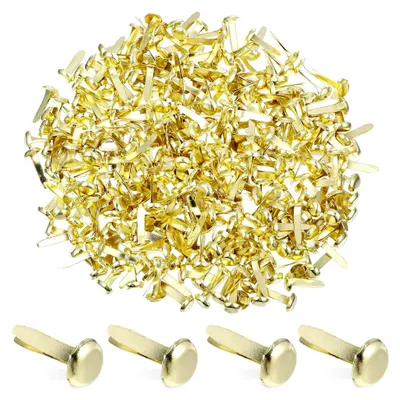 Produktbild von 300 Stück Metall Rundkopf Brads Klammern in Gold für Büro, Schule, Scrapbooking und DIY Papierbefestigungen