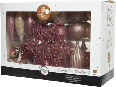 Produktbild von Decoris Weihnachtskugeln Kunststoff 60 Stück rosa Weihnachtsdeko Set