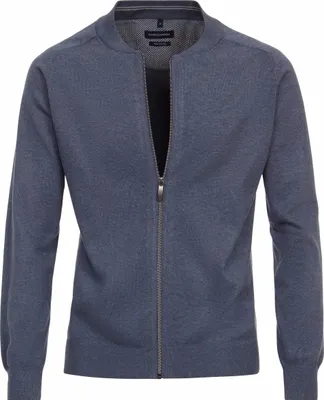 Produktbild von CASAMODA Herren Strickjacke Zipper Regular Baumwolle Blau XXL