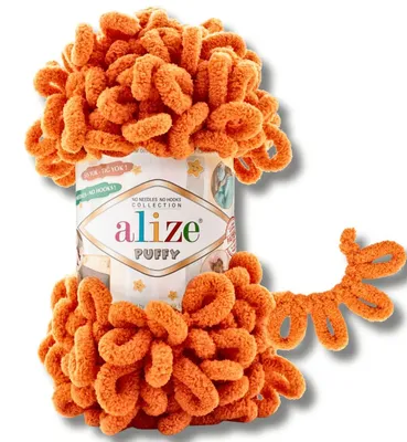 Produktbild von Alize 1x 100g Puffy Wolle, Uni, Häkeln, Stricken (Yellow - 216)