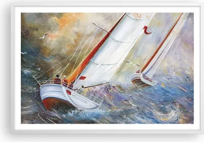 Produktbild von Gerahmtes Poster - Weißer Rahmen - Segelboot Bild Regatta - 91,5x61 cm - Wand Bild - Wanddeko - Wandbilder - Kunstposter - Wandposter - Bilderrahmen - Bilder - Kunstdruck - Wandbild - P2WAA91x61-4134