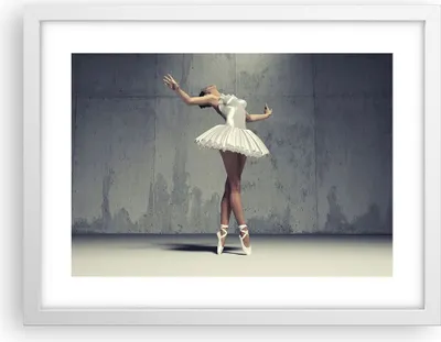 Produktbild von Gerahmtes Poster - Weißer Rahmen - Ballerina Weiß Wand - 40x30 cm - Wand Bild - Wanddeko - Wandbilder - Kunstposter - Wandposter - Bilderrahmen - Bilder - Kunstdruck - Wandbild - P2WAA40x30-4344