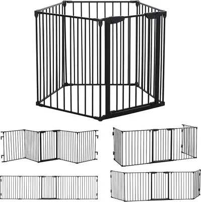 Imagen del producto de Jaula para cachorros, plegable, de 5 piezas, con puerta, de 300 x 74,5 cm, de metal, color