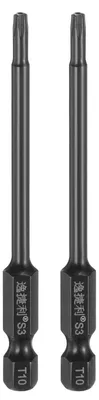 Productafbeelding van 2 Stuks T10 Torx Schroevendraaier Bits met 1/4" Sechskantschaft, 75mm Lang