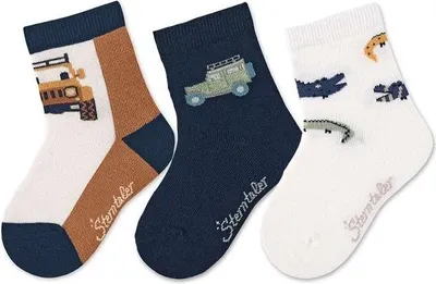 Produktbild von Sterntaler Söckchen 3er-Pack Motive: Jeep/Krokodil für Jungen 17/18