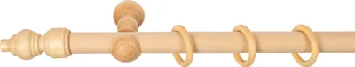 Produktbild von SN Deco - Stilgarnitur Gardinenstange Vorhangstange Filigrano, Holz, Klassikträger offen, 28 mm, 1-Lauf, Komplettset mit Ringen, Farbe Natur, 240 cm (2x120 cm)