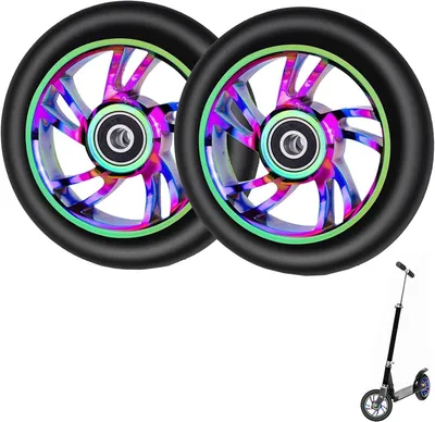 Productafbeelding van Stuntstep wielen 100 mm, aluminium, 2 stuks, ABEC-9 lagers, voor stuntstep