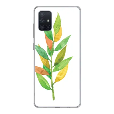 Produktbild von MuchoWow® Handyhülle Schutzhülle Hülle für Samsung Galaxy A71 Aquarelle - Blätter - Pflanzen Silikon Softcase Handy Hülle - Kartenbesitzer