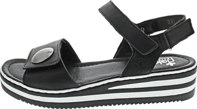 Produktbild von Rieker Damen Sandalen Plateau Klettverschluss V02S8, Größe:43 EU, Farbe:Schwarz