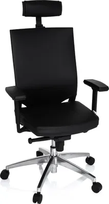 Produktbild von hjh OFFICE Profi Bürostuhl PORTO MAX HIGH Ergonomischer Schreibtischstuhl mit Armlehnen (höhenverstellbar) Leder Schwarz Drehstuhl für Büro, Zuhause