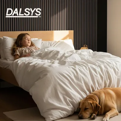 Produktbild von Dalsys 4x Akustikpaneele Holz 120x60cm Walnuss mit Lamellen, Wandpaneele Holz für Schallschutz in Büro- & Wohnräumen, Akustik Paneele Wand, 3D Wandverkleidung innen, Holzpaneele Wand