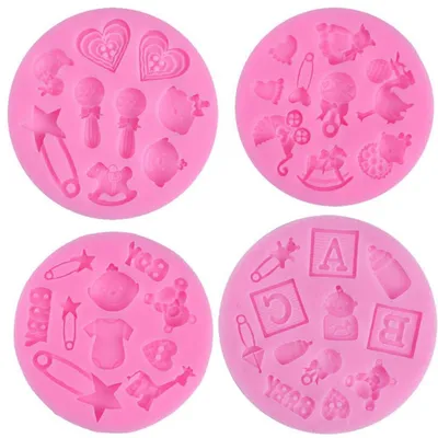 Produktbild von Silikonformen Babyparty 4er Set für Fondant, Schokolade & Süßigkeiten