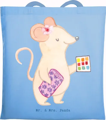 Produktbild von Mr. & Mrs. Panda Shopping Tasche Raumausstatterin Herz - Sky Blue - Geschenk, Uni, Tote Bag, Laptoptasche, Baumwolltasche