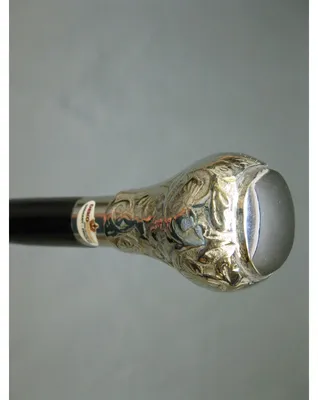 Image de Canne de marche - Bois dur - 95 cm - Poignée en métal argenté - Argent