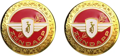 Produktbild von 2x Zündapp Emblem Motiv Lorbeer für Tank rot / gold Durchmesser 65 mm rund