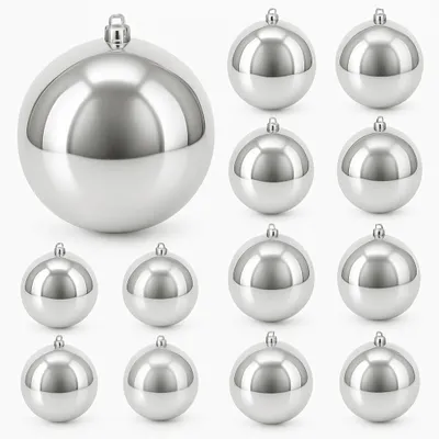 Produktbild von 24 Weihnachtskugeln für Draußen Christbaumkugeln Outdoor Kugeln Ø10cm Silber