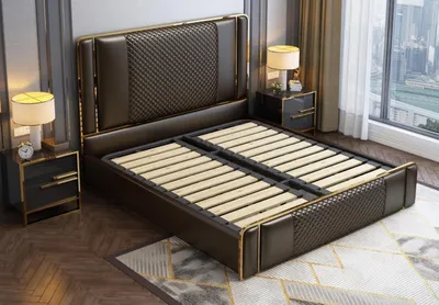 Produktbild von Bett Schlafzimmer Design Möbel Moderne Luxus Betten Polster Gestell Neu Schwarz