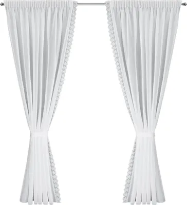 Zdjęcie produktu dla Firana SUZAN 140x270 cm białe komplet 2 szt. z obszywką i troczkami