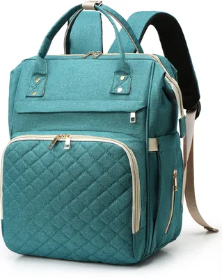 Produktbild von Wickeltasche Rucksack, Wasserdicht Große Wickelrucksack mit USB-Ladeanschluss, Kinderwagengurten, 3 Thermotaschen für Babyflaschen Babytasche Unisex Reise-Rucksack Windeltasche für Mama, Papa, Grün