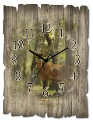 Produktbild von ARTland Holz Wanduhr Funkuhr - schwarzer Zeiger Hirsch 4 - Wald Größe: 30x40 cm
