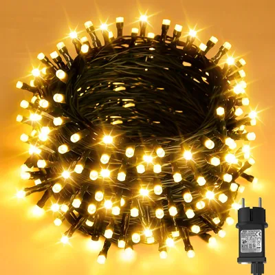 Lichterkette 20 m, 200 LEDs, warmweiß, für Außenbereich