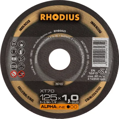 Produktbild von Rhodius XT70 PACK 211081 Cutting disc (straight) 125 mm 50 pc(s) Stainless steel, Steel
