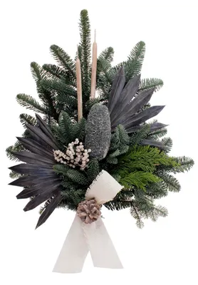 Produktbild von Grabstrauß mit Tanengrün Nobilis 60cm anthrazit-weiß CreaFlor Home