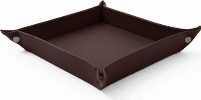 Produktbild von Taschenleerer Echtes Leder Dunkel Braun cm 18 x 18 x H.4 - Lederschale Serviertablett Ablageschale - Hergestellt in Italien
