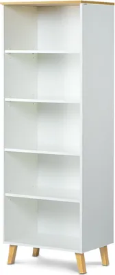 Obrázok produktu pre Komoda Konsimo so 6 policami a 4 dvierkami "FRISK", biela, drevotrieska, škandinávska, 107x134x40cm