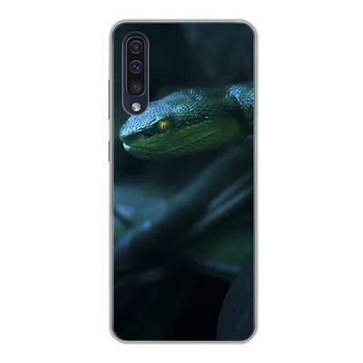 Produktbild von MuchoWow® Handyhülle Schutzhülle Hülle für Samsung Galaxy A30s Schlange - Makro - Holz Silikon Softcase Handy Hülle - Karteninhaber