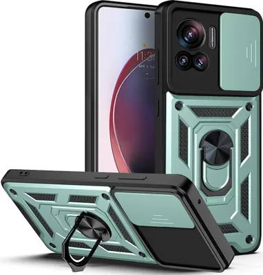 Obrázek produktu pro Motorola Edge 30 Ultra Pouzdro s Kroužkem, Stojánek, Ochrana Kamery, TPU Nárazník, Silikonové Pouzdro pro Motorola Edge 30 Ultra zelené