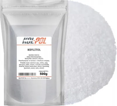 Zdjęcie produktu dla KSYLITOL 500g Xylitol czysty naturalny słodzik zamiennik cukru Kol-Pol