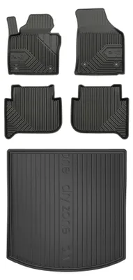 Productafbeelding van Rubberen automatten + kofferbakmat voor Volkswagen Touran I 2003-2010 (MPV) – 5-delig, zwart, op maat – Wielganizator