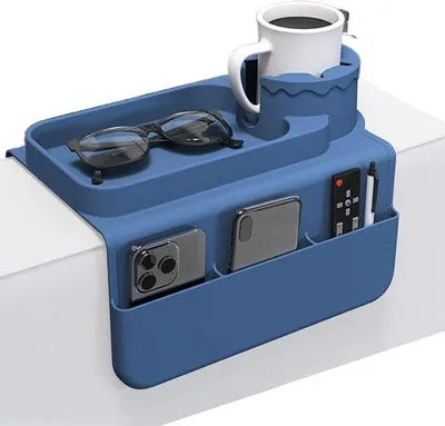 Produktbild von Silikon Armstütze für Sitzbank | Multifunktionale Armstütze mit Seitenfach für Fernbedienung, Telefon & Snacks | Antislip-Silikon-Sitzbanktray