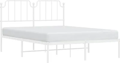Produktbild von vidaXL Bettgestell mit Kopfteil Metall Weiß 135x190 cm